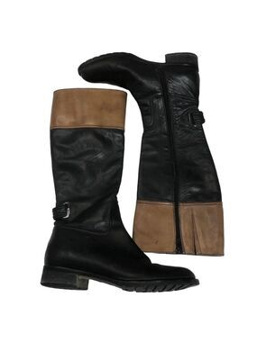 LAVORAZIONE Artigiana Leather Colour Block Tall Riding Boots, size 37